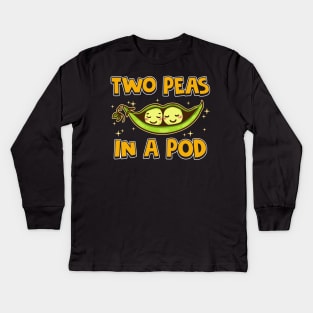 Cute & Funny Two Peas In a Pod Adorable Food Pun Kids Long Sleeve T-Shirt